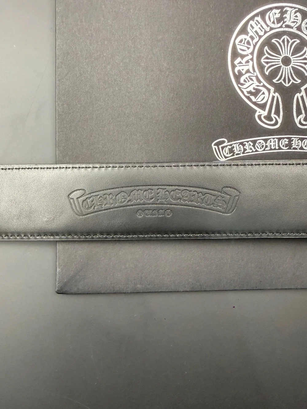 Chrome Hearts Black Leather Belt with Silver Hardware and Logo